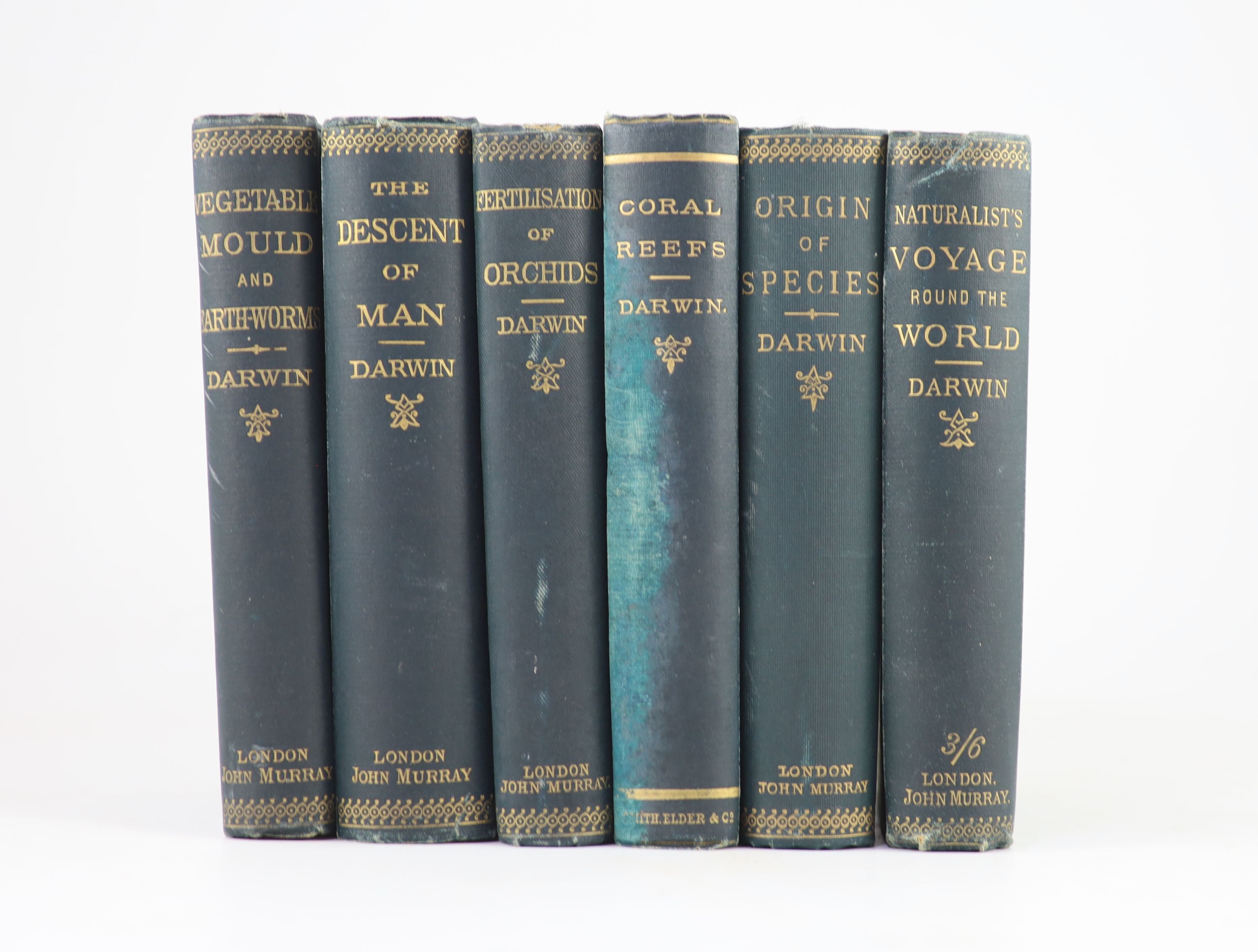 Darwin, Charles - 6 works - The Origin of Species, 6th edition, with folding table, 1886; The Various Contrivances by which Orchids are Fertilised by Insects, 2nd edition, 1888; The Formation of Vegetable Mould through t